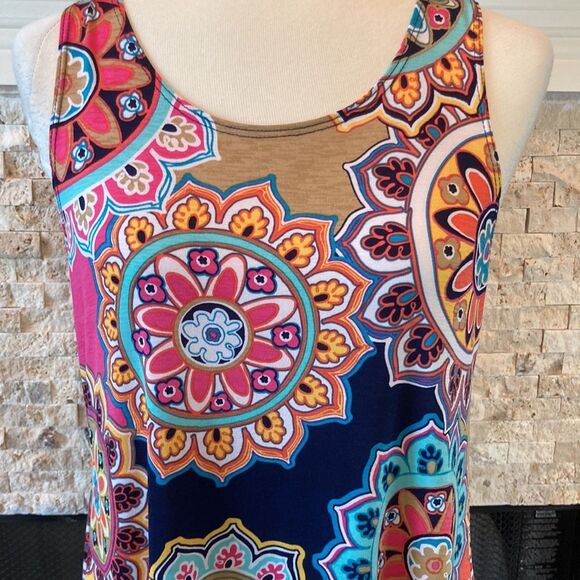 Jenny Boston Racheal The Kelsey Dress In Navy Medallion Print Pockets NWOT - Picture 4 of 11